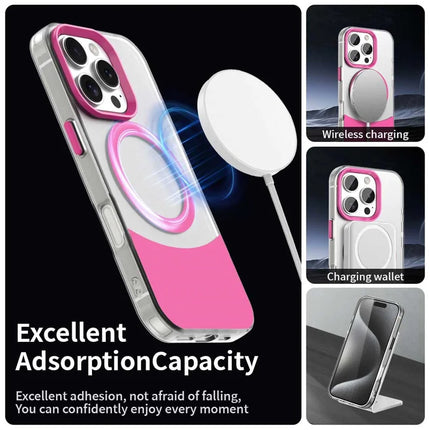 For iPhone 16 Pro Max Case Compatible with MagSafe Color Splicing IMD TPU+PET+PC Mobile Cover