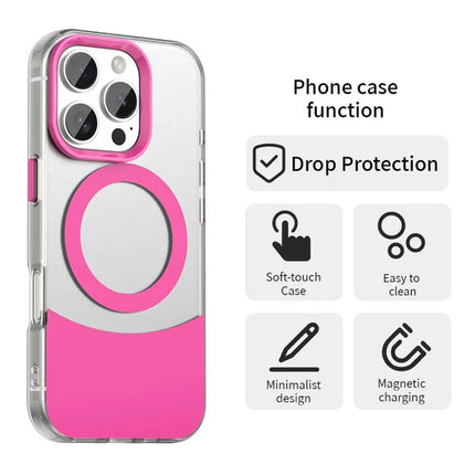 For iPhone 16 Pro Max Case Compatible with MagSafe Color Splicing IMD TPU+PET+PC Mobile Cover