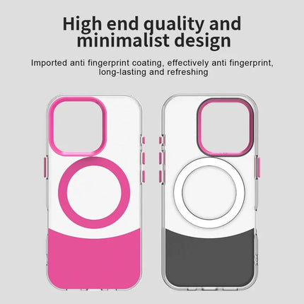 For iPhone 16 Pro Max Case Compatible with MagSafe Color Splicing IMD TPU+PET+PC Mobile Cover