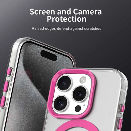 For iPhone 16 Pro Max Case Compatible with MagSafe Color Splicing IMD TPU+PET+PC Mobile Cover