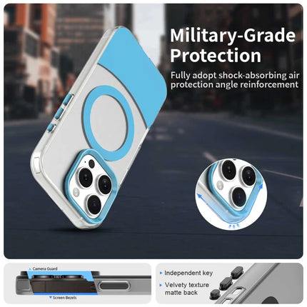 For iPhone 16 Pro Max Case Compatible with MagSafe Color Splicing IMD TPU+PET+PC Mobile Cover