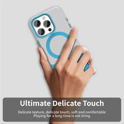 For iPhone 16 Pro Max Case Compatible with MagSafe Color Splicing IMD TPU+PET+PC Mobile Cover