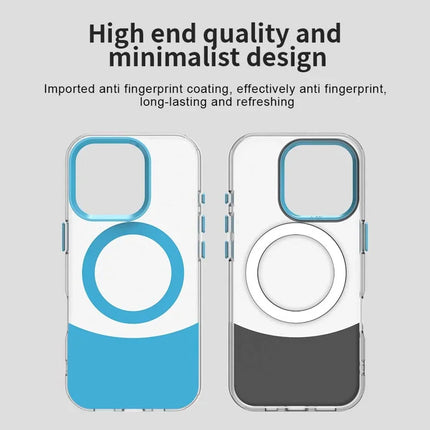 For iPhone 16 Pro Max Case Compatible with MagSafe Color Splicing IMD TPU+PET+PC Mobile Cover