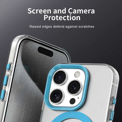 For iPhone 16 Pro Max Case Compatible with MagSafe Color Splicing IMD TPU+PET+PC Mobile Cover