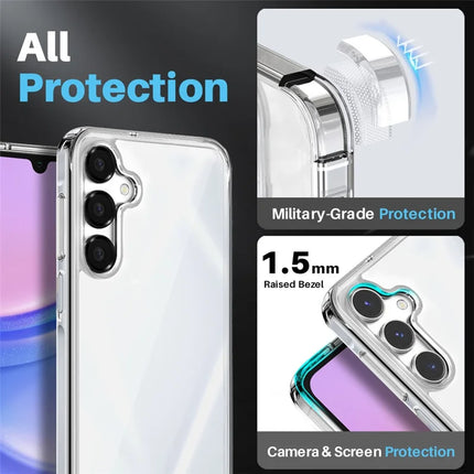 NORTHJO For Samsung Galaxy A15 5G / 4G Case Transparent PC+TPU Phone Cover Set with Screen Film + Lens Film