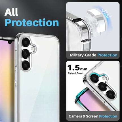 NORTHJO For Samsung Galaxy A25 5G (Global) (161.0 x 76.5 x 8.3mm) Case Transparent PC+TPU Phone Cover Set with Screen Film + Lens Film