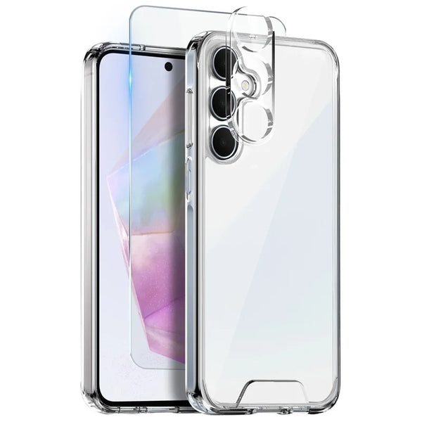 ShopCaseCart Cover Case Samsung Galaxy A35 5G Protective cover Transparent PC+TPU Phone Guard Set with Screen Film + Lens Film