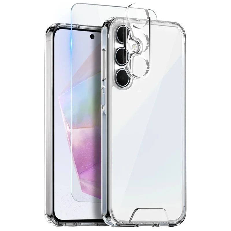 ShopCaseCart Cover Case Samsung Galaxy A35 5G Protective cover Transparent PC+TPU Phone Guard Set with Screen Film + Lens Film