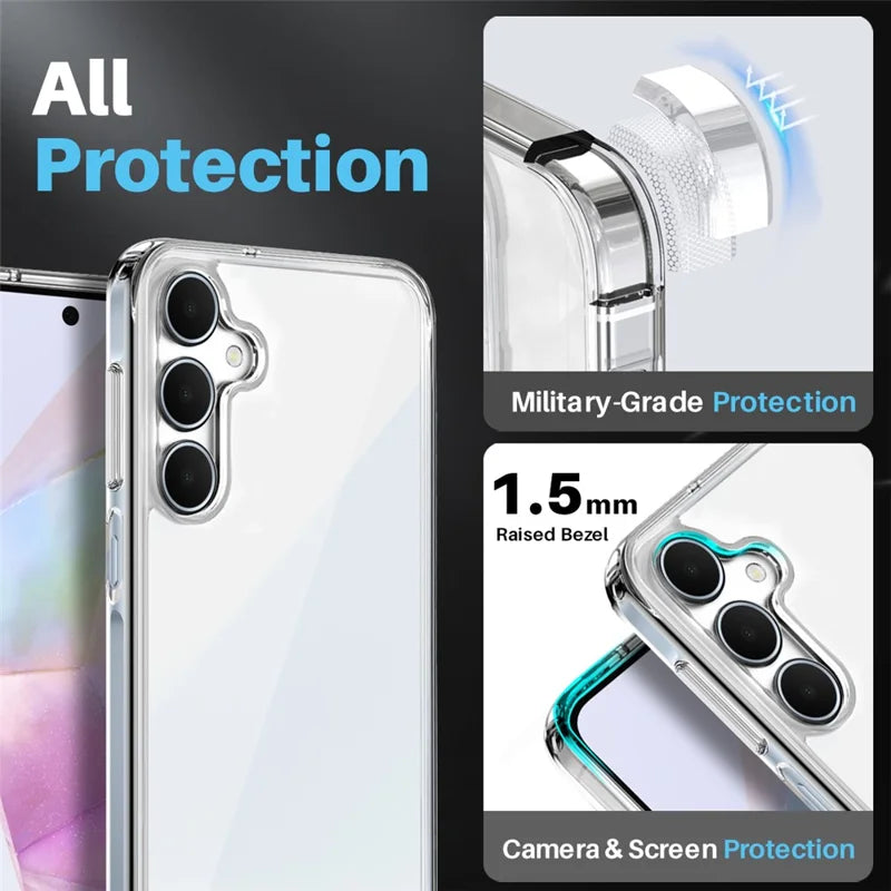 ShopCaseCart Cover Case Samsung Galaxy A35 5G Protective cover Transparent PC+TPU Phone Guard Set with Screen Film + Lens Film