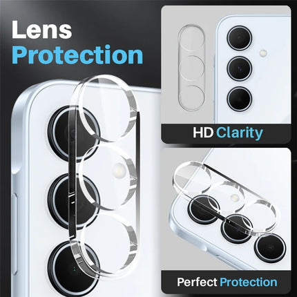NORTHJO For Samsung Galaxy A55 5G Case Transparent PC+TPU Phone Cover Set with Screen Film + Lens Film