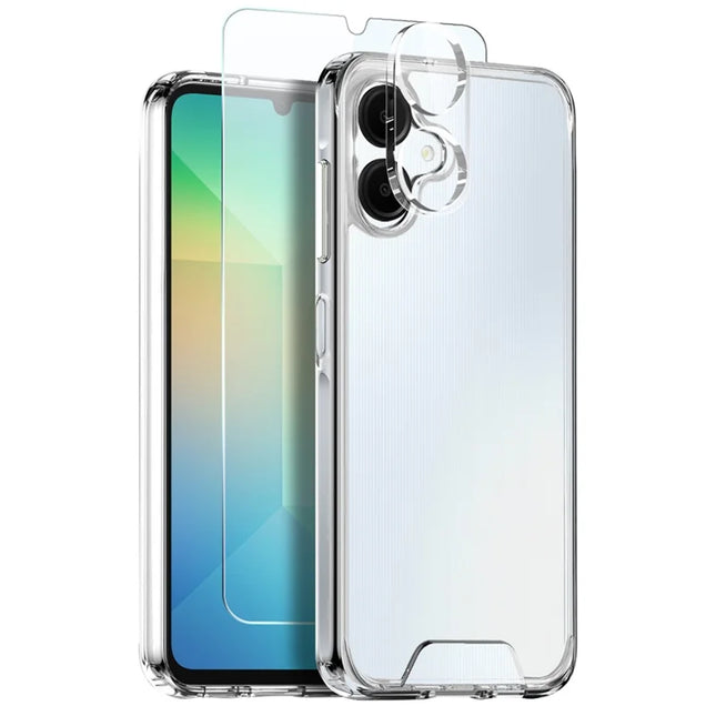 NORTHJO For Samsung Galaxy A06 Case Transparent PC+TPU Phone Cover Set with Screen Film + Lens Film