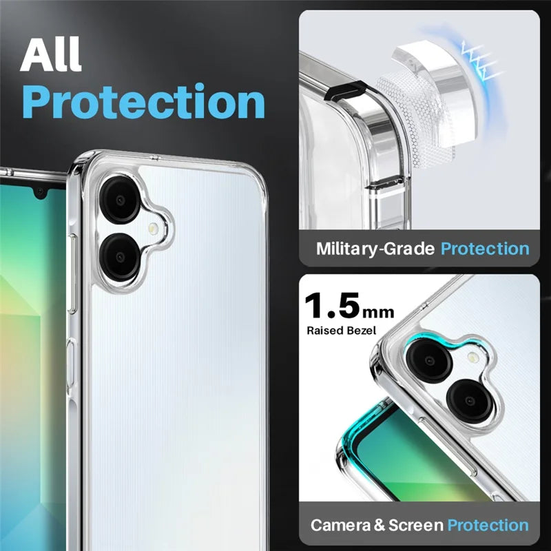 ShopCaseCart Cover Case Samsung Galaxy A06 Protective cover Transparent PC+TPU Phone Guard Set with Screen Film + Lens Film