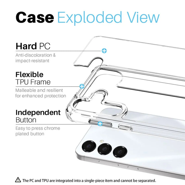 NORTHJO For Samsung Galaxy A16 5G / 4G Case Transparent PC+TPU Phone Cover Set with Screen Film + Lens Film