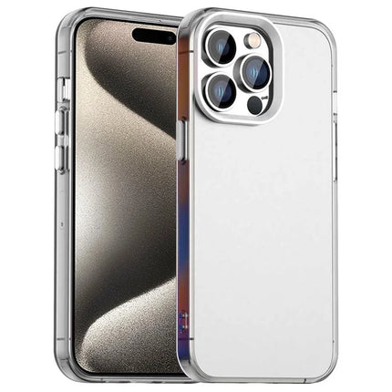 For iPhone 15 Pro Max Case PC+TPU+PET Matte Anti-Drop Phone Back Cover - White