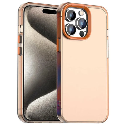 For iPhone 15 Pro Max Case PC+TPU+PET Matte Anti-Drop Phone Back Cover - Orange
