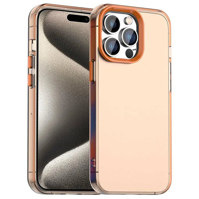 For iPhone 15 Pro Max Case PC+TPU+PET Matte Anti-Drop Phone Back Cover - Orange