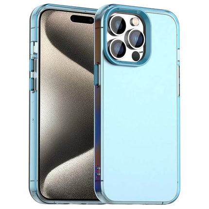 For iPhone 15 Pro Max Case PC+TPU+PET Matte Anti-Drop Phone Back Cover - Blue