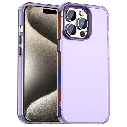 For iPhone 15 Pro Max Case PC+TPU+PET Matte Anti-Drop Phone Back Cover - Purple