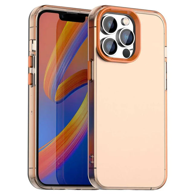 For iPhone 13 Pro Max Case PC+TPU+PET Matte Anti-Drop Phone Back Cover - Orange