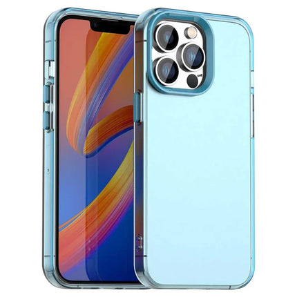 For iPhone 13 Pro Max Case PC+TPU+PET Matte Anti-Drop Phone Back Cover - Blue