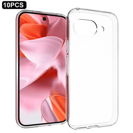 10Pcs / Pack For Google Pixel 9a Clear Case Watermark-Free TPU Protective Cover