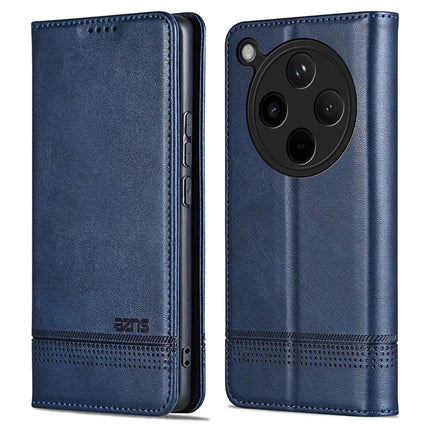 AZNS For Oppo Find X8 5G Case Cowhide Texture PU Leather Wallet Phone Cover - Blue