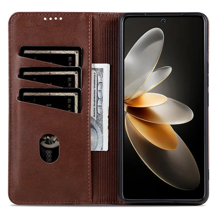 AZNS For Oppo Find X8 5G Case Cowhide Texture PU Leather Wallet Phone Cover