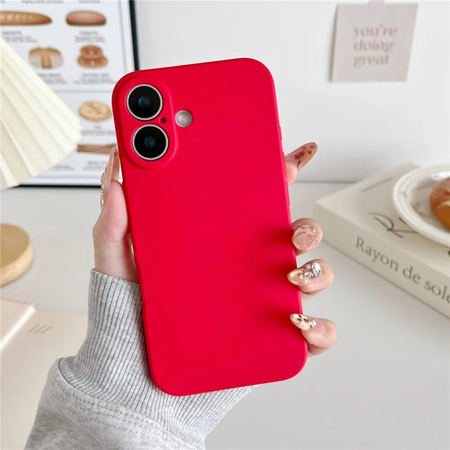 For iPhone 16 Plus Phone Back Case Scratch Resistant Silicone Mobile Cover - Red