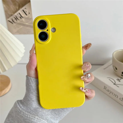 For iPhone 16 Plus Phone Back Case Scratch Resistant Silicone Mobile Cover - Yellow