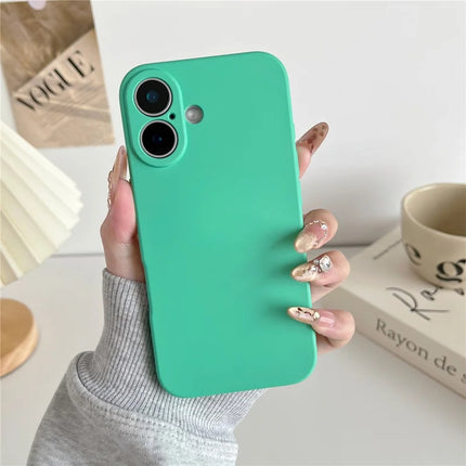 For iPhone 16 Plus Phone Back Case Scratch Resistant Silicone Mobile Cover - Blue Green
