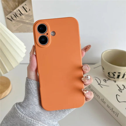 For iPhone 16 Plus Phone Back Case Scratch Resistant Silicone Mobile Cover - Papaya