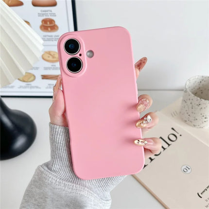 For iPhone 16 Plus Phone Back Case Scratch Resistant Silicone Mobile Cover - Deep Pink