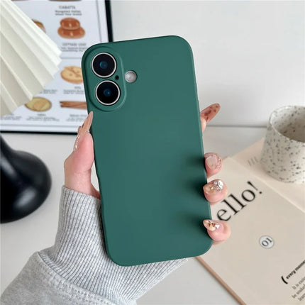 For iPhone 16 Plus Phone Back Case Scratch Resistant Silicone Mobile Cover - Pine Green