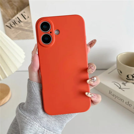 For iPhone 16 Plus Phone Back Case Scratch Resistant Silicone Mobile Cover - Orange