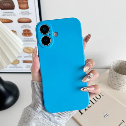 For iPhone 16 Plus Phone Back Case Scratch Resistant Silicone Mobile Cover - Deep Blue