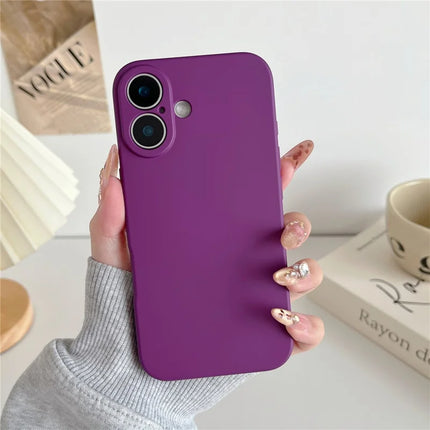 For iPhone 16 Plus Phone Back Case Scratch Resistant Silicone Mobile Cover - Purple