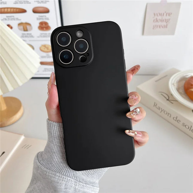 For iPhone 16 Pro Max Phone Back Case Scratch Resistant Silicone Mobile Cover - Black