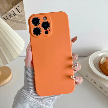 For iPhone 16 Pro Max Phone Back Case Scratch Resistant Silicone Mobile Cover - Papaya