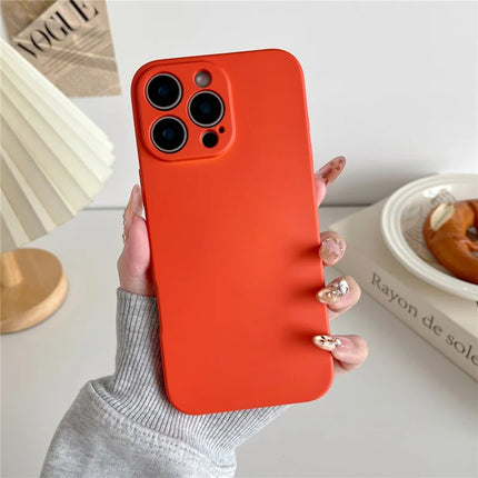 For iPhone 16 Pro Max Phone Back Case Scratch Resistant Silicone Mobile Cover - Orange