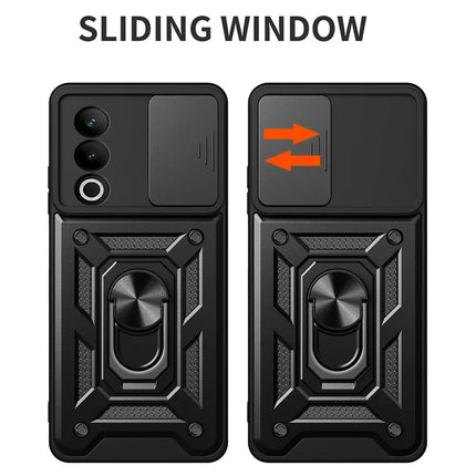 For OnePlus Nord CE4 5G Case with Slide Camera Lid PC+TPU Kickstand Phone Cover