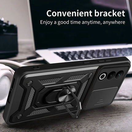 For OnePlus Nord CE4 5G Case with Slide Camera Lid PC+TPU Kickstand Phone Cover