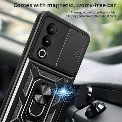 For OnePlus Nord CE4 5G Case with Slide Camera Lid PC+TPU Kickstand Phone Cover
