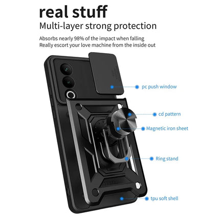For OnePlus Nord CE4 5G Case with Slide Camera Lid PC+TPU Kickstand Phone Cover