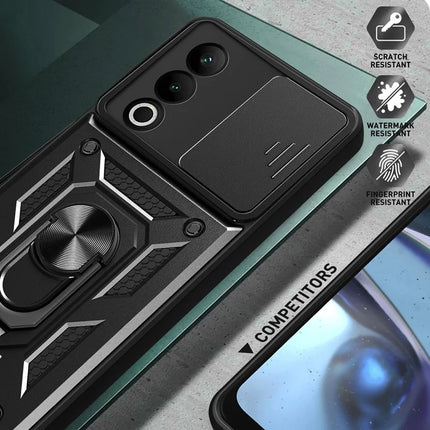 For OnePlus Nord CE4 5G Case with Slide Camera Lid PC+TPU Kickstand Phone Cover
