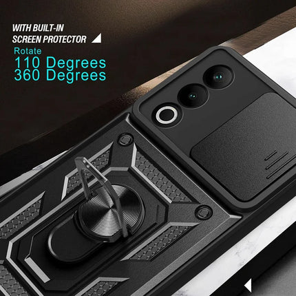 For OnePlus Nord CE4 5G Case with Slide Camera Lid PC+TPU Kickstand Phone Cover