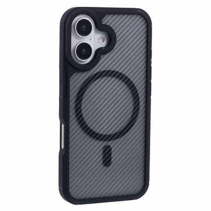 For iPhone 16 Plus Case Compatible with MagSafe Carbon Fiber TPU+PC Anti-Drop Phone Cover