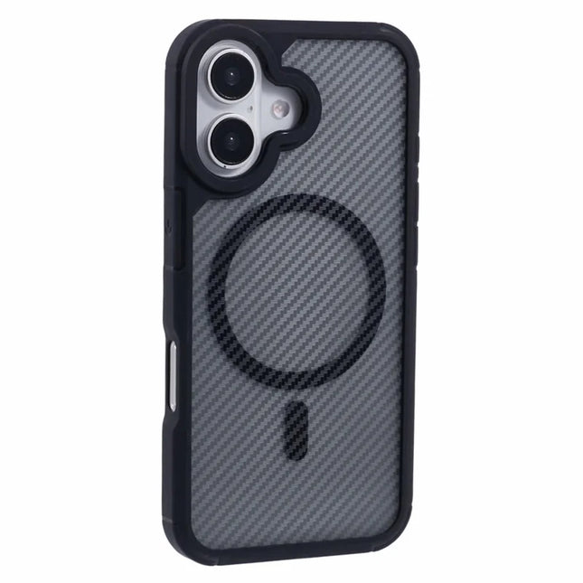 For iPhone 16 Plus Case Compatible with MagSafe Carbon Fiber TPU+PC Anti-Drop Phone Cover