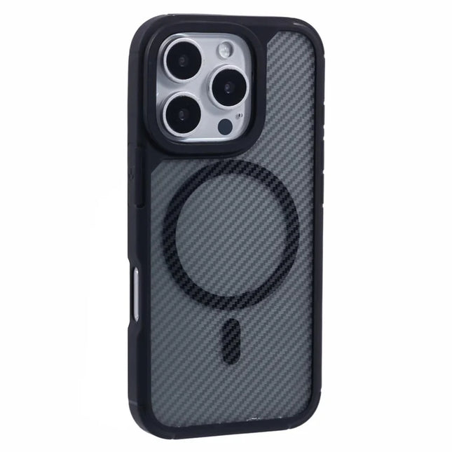 For iPhone 16 Pro Max Case Compatible with MagSafe Carbon Fiber TPU+PC Anti-Drop Phone Cover