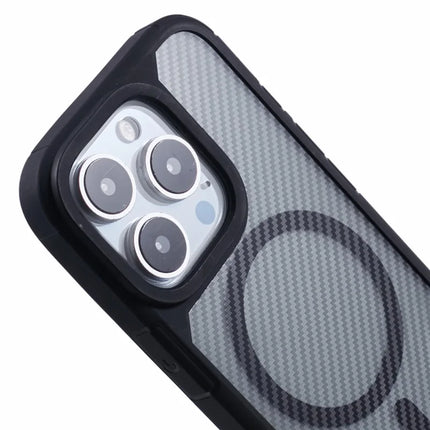 For iPhone 16 Pro Max Case Compatible with MagSafe Carbon Fiber TPU+PC Anti-Drop Phone Cover