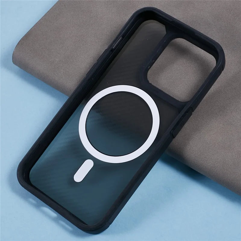 ShopCaseCart Lightweight Premium iPhone 15 Pro Max Protective cover Compatible with MagSafe Carbon Fiber TPU+PC Anti-Drop Phone Guard